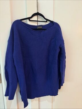 Roberto Collina Royal Blue Ribbed Scoop-Neck Sweater